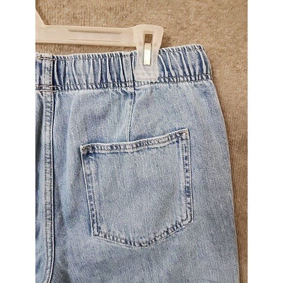 Gap SuperSoft Pull On Barrel Leg Jeans Womens M Blue Light Wash Drawstring - Picture 8 of 11